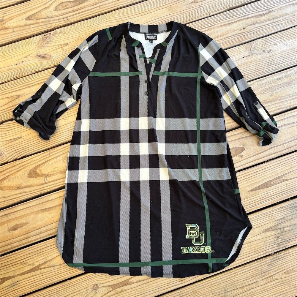 Gameday Couture  Women's XL Plaid Long‎ Sleeve Tunic Shirt Baylor Bears Logo